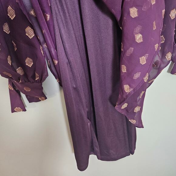 NWT Calvin Klein Shift Dress Sz 8 Aubergine Gold - Picture 6 of 15